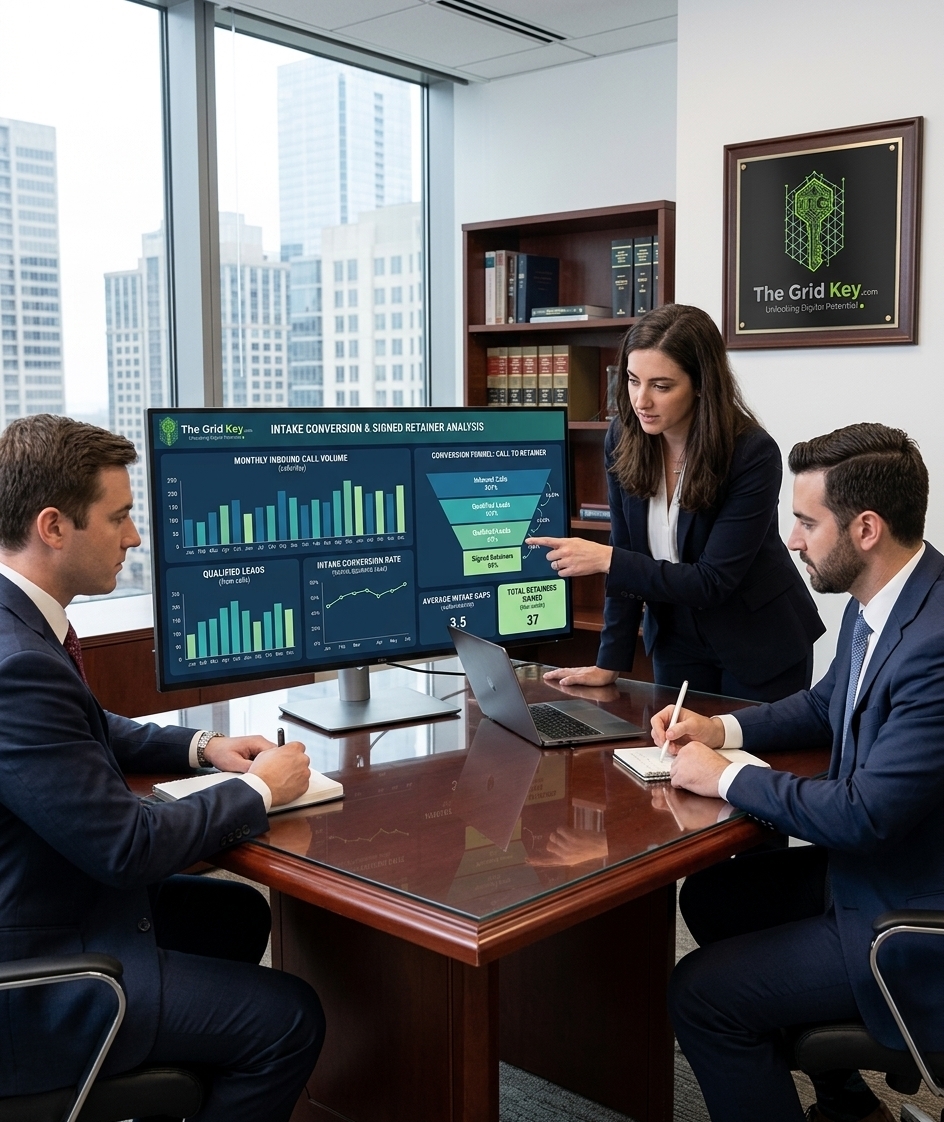Law firm reviewing intake conversion gaps between inbound calls and signed retainers